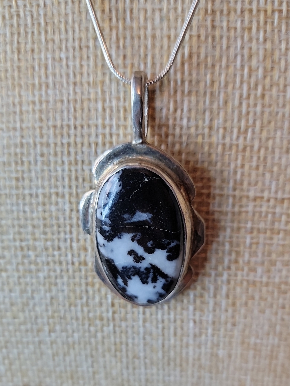 Sterling Silver Zebra Jasper Pendant Necklace